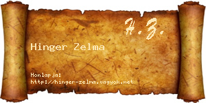 Hinger Zelma névjegykártya